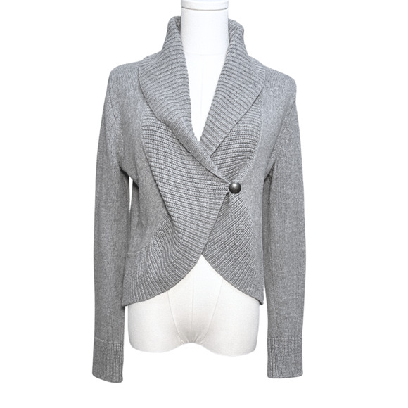 Chaps Women's Gray Shawl Collar Single Button Cardigan Medium Preppy Academia - Picture 1 of 5
